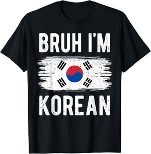 Bruh I'm Korean South Korea Flag Funny Korean Boys Kids T-Shirt - T-Shirt | Black
