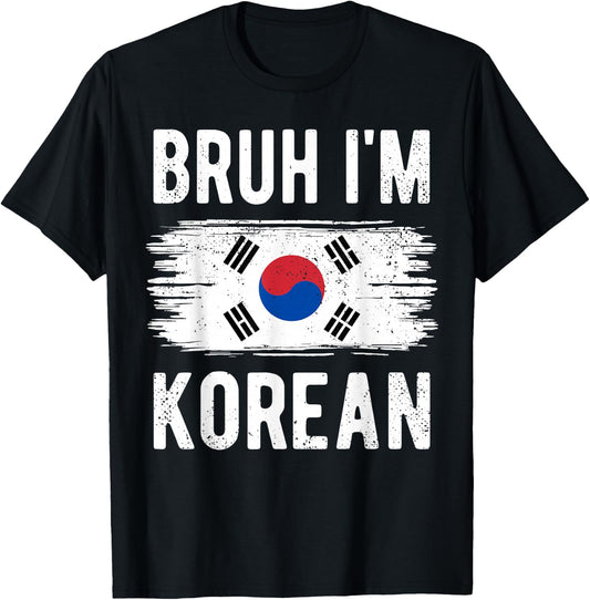 Bruh I'm Korean South Korea Flag Funny Korean Boys Kids T-Shirt - T-Shirt | Black