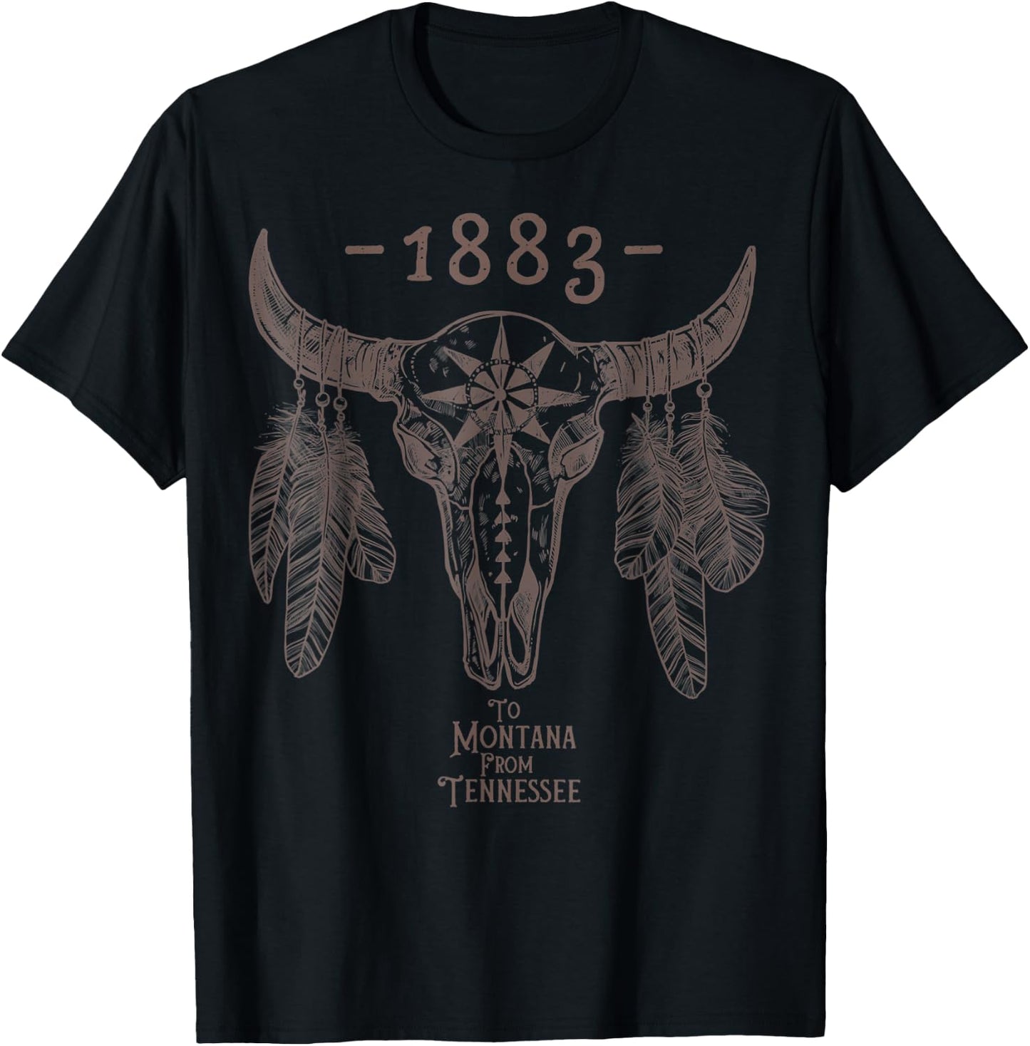 Boho Cow Skull 1883 T-Shirt - T-Shirt | Black