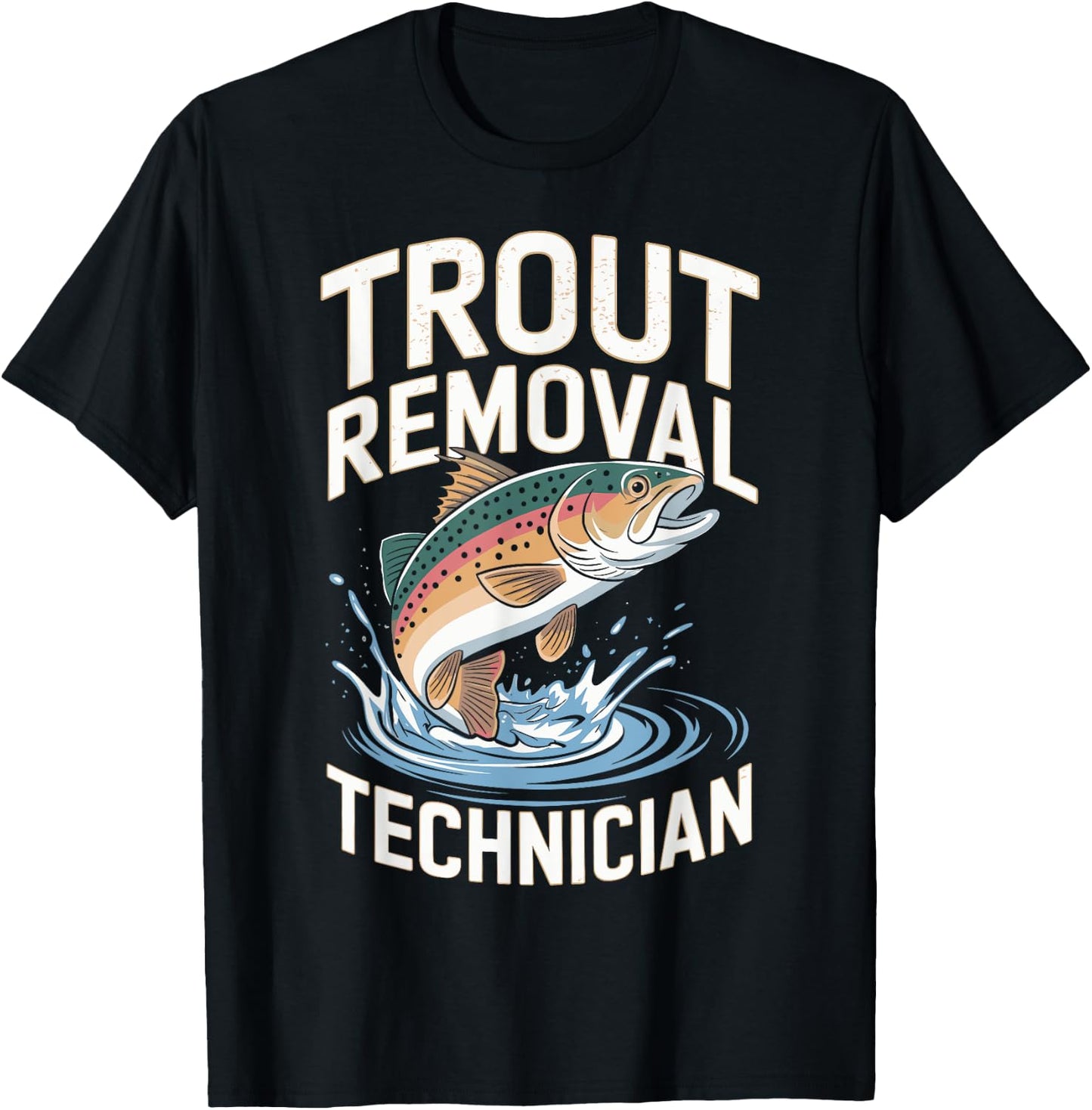 Funny Fisherman Trout Fly Fishing Father's Day JM -Adults Black Small Modern Classic Short Sleeve T-Shirt - T-Shirt | Black