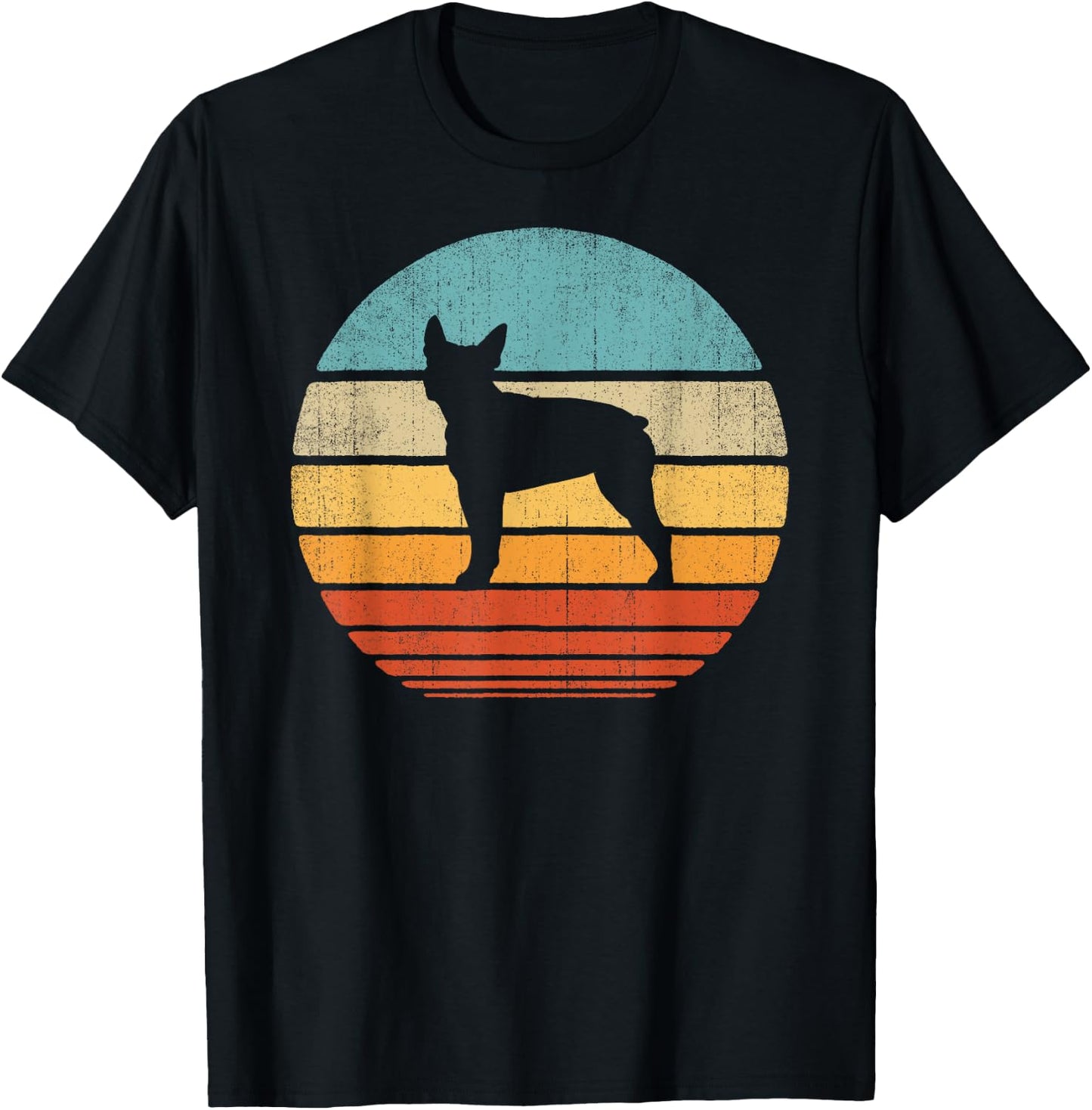 Boston Terrier Retro Vintage 60s 70s Sunset Dog Lovers Men T-Shirt - T-Shirt | Black