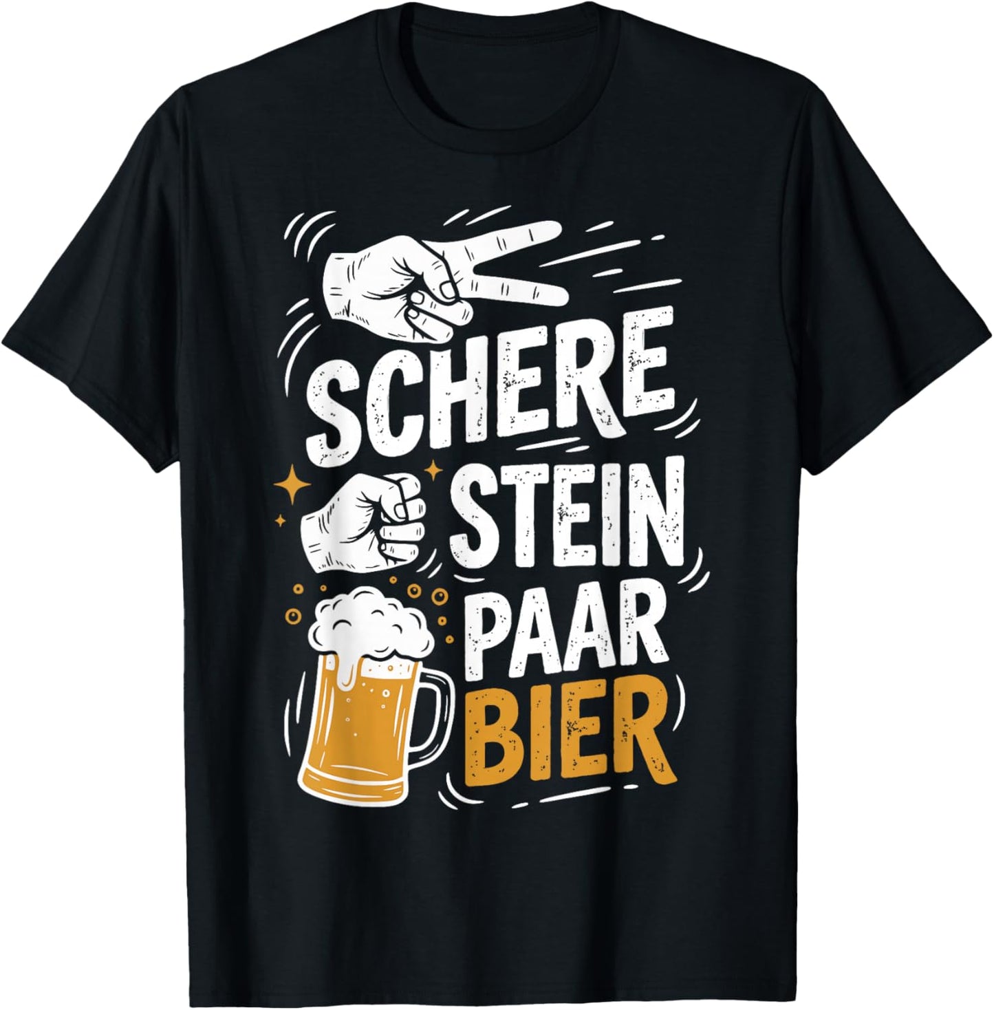 Schere Stein Paar Bier Lustiges Bier Humor Party Beer T-Shirt - T-Shirt | Black