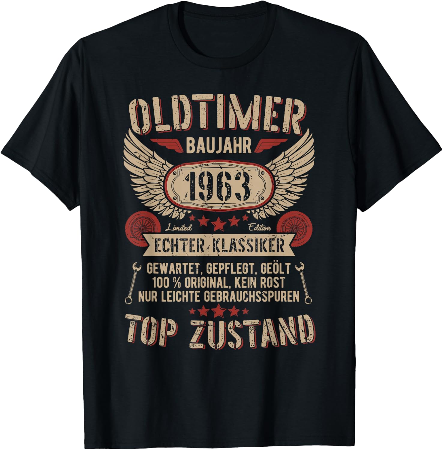 Oldtimer Baujahr 1963 Geboren Vintage Birthday Retro , black T-Shirt - T-Shirt | Black
