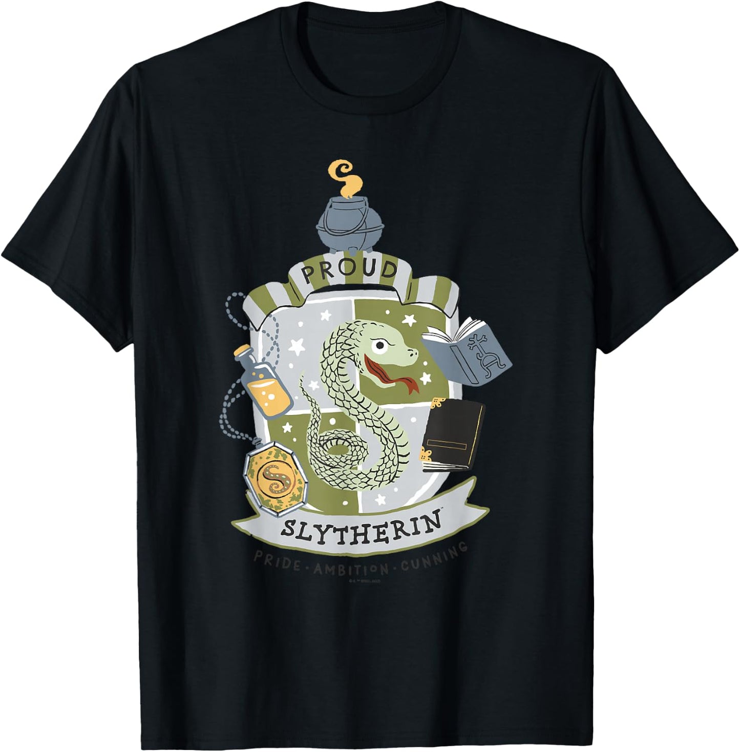 Harry Potter: Deathly Hallows 2 Proud Slytherin Badge T-Shirt - T-Shirt | Black