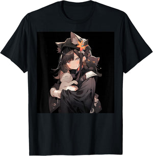 Anime and Cat Lovers for Teen Manga Kawaii Graphic Otaku , black T-Shirt - T-Shirt | Black