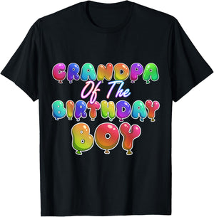 Grandpa Of The Birthday Boy Balloon Boys Party T-Shirt - T-Shirt | Black
