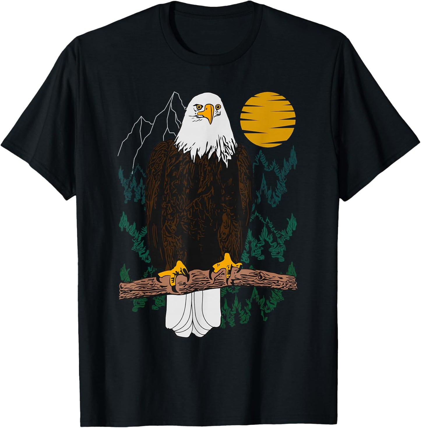 Bald eagle Design forest animal american tree art Graphic T-Shirt - T-Shirt | Black