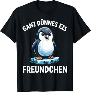 Very Thin Ice Friend Funny Penguin Irony T-Shirt - T-Shirt | Black