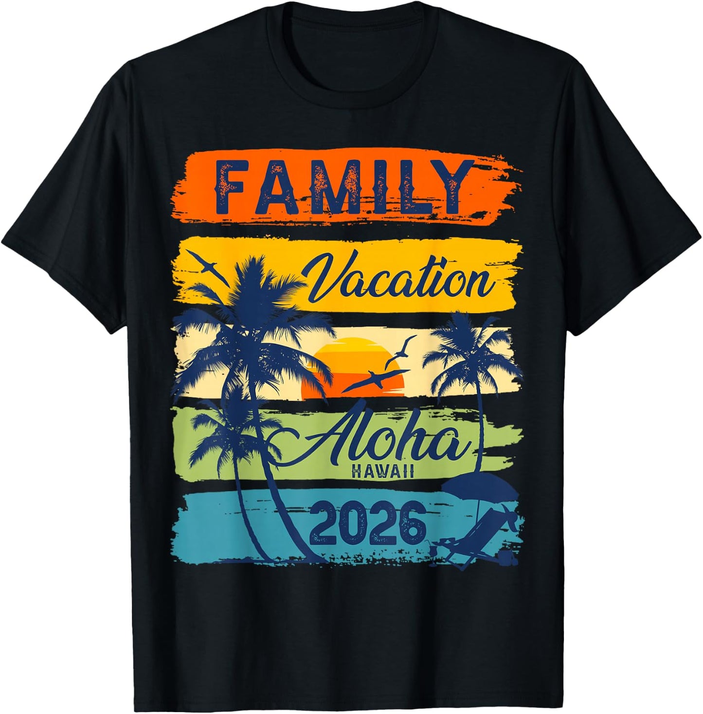Aloha Hawaii Vacation 2026 Matching Family Trip Summer T-Shirt - T-Shirt | Black
