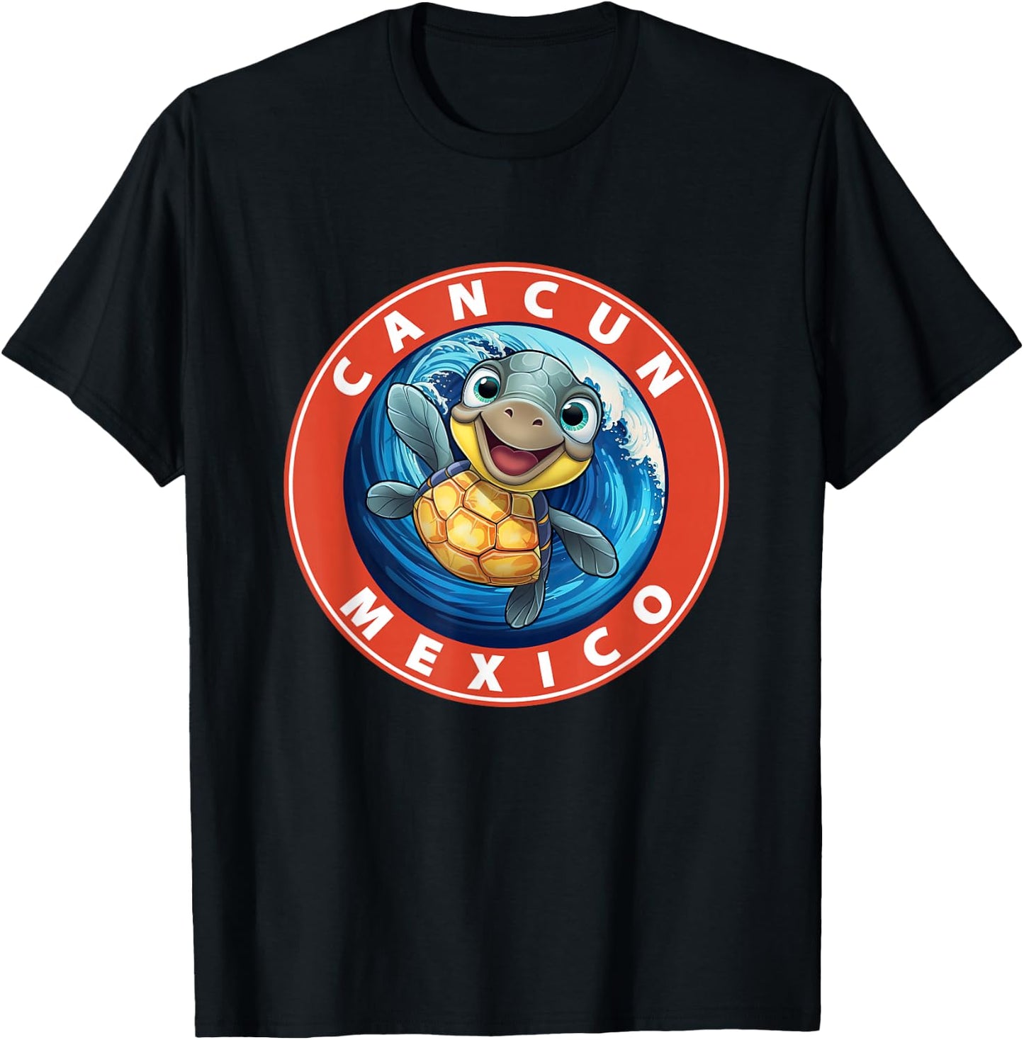 Cancun Mexico Smiling Baby Sea Turtle Souvenir T-Shirt - T-Shirt | Black