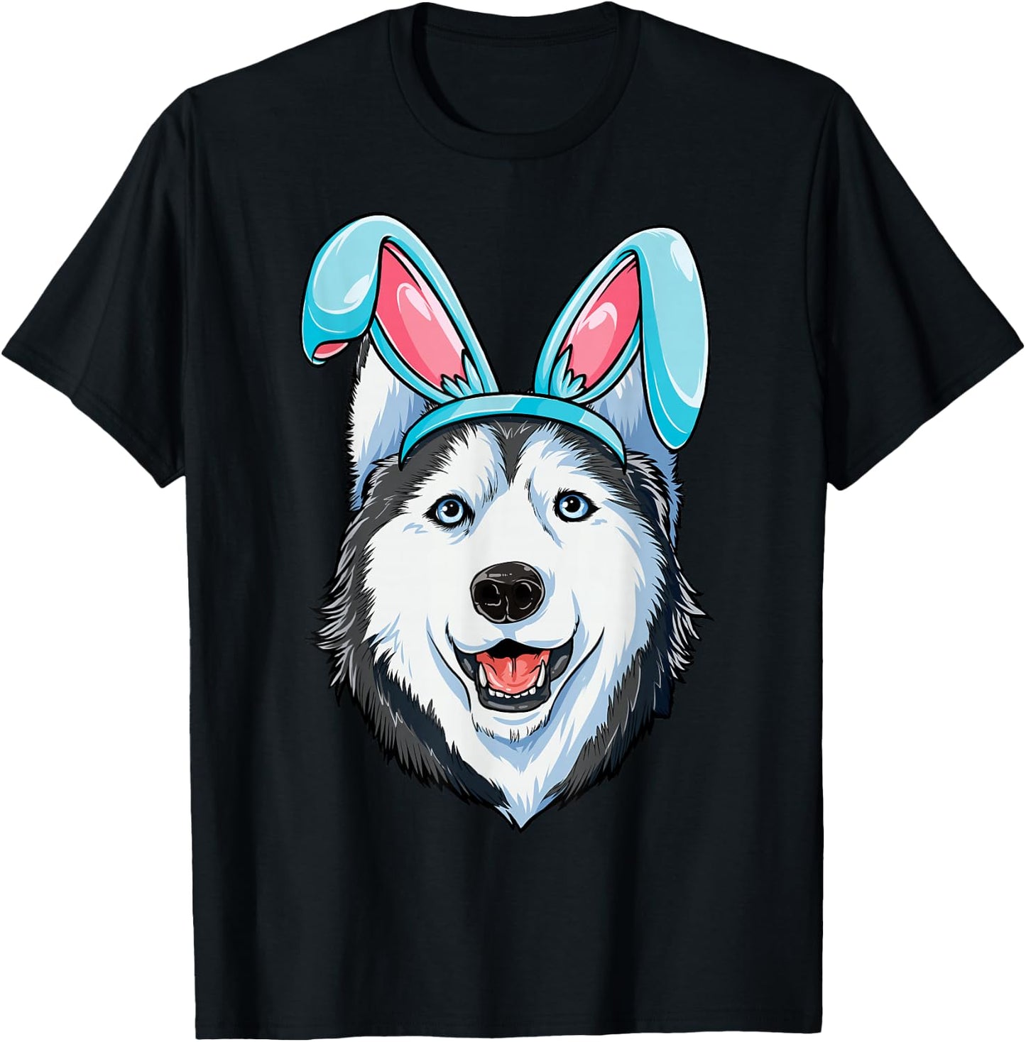 Siberian Husky Easter Bunny Ears Funny Men Women Dog Lover T-Shirt - T-Shirt | Black