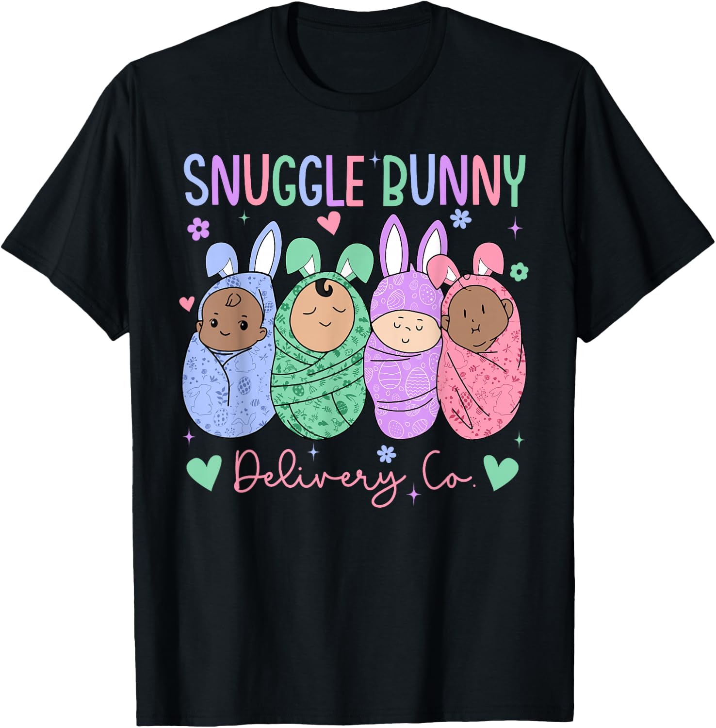 Snuggle Bunny Delivery Co Easter L&D Nurse Mother Baby Nurse T-Shirt - T-Shirt | Black