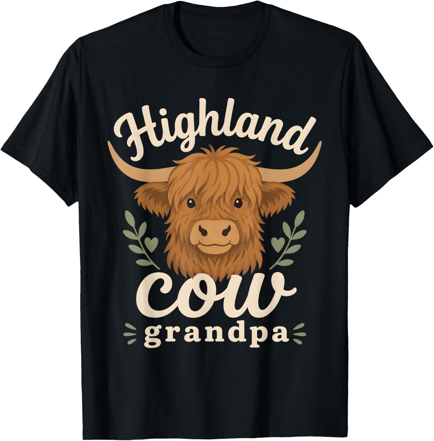 Highland Cow Grandpa Grandfather Father's Day T-Shirt - T-Shirt | Black