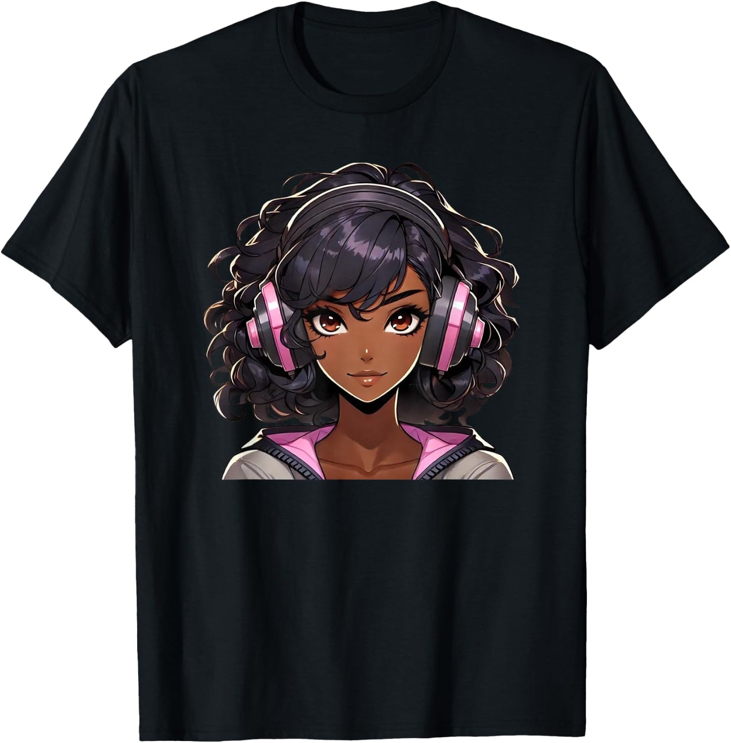 African American Teen Girl Black Anime Shirt Black Girl T-Shirt - T-Shirt | Black