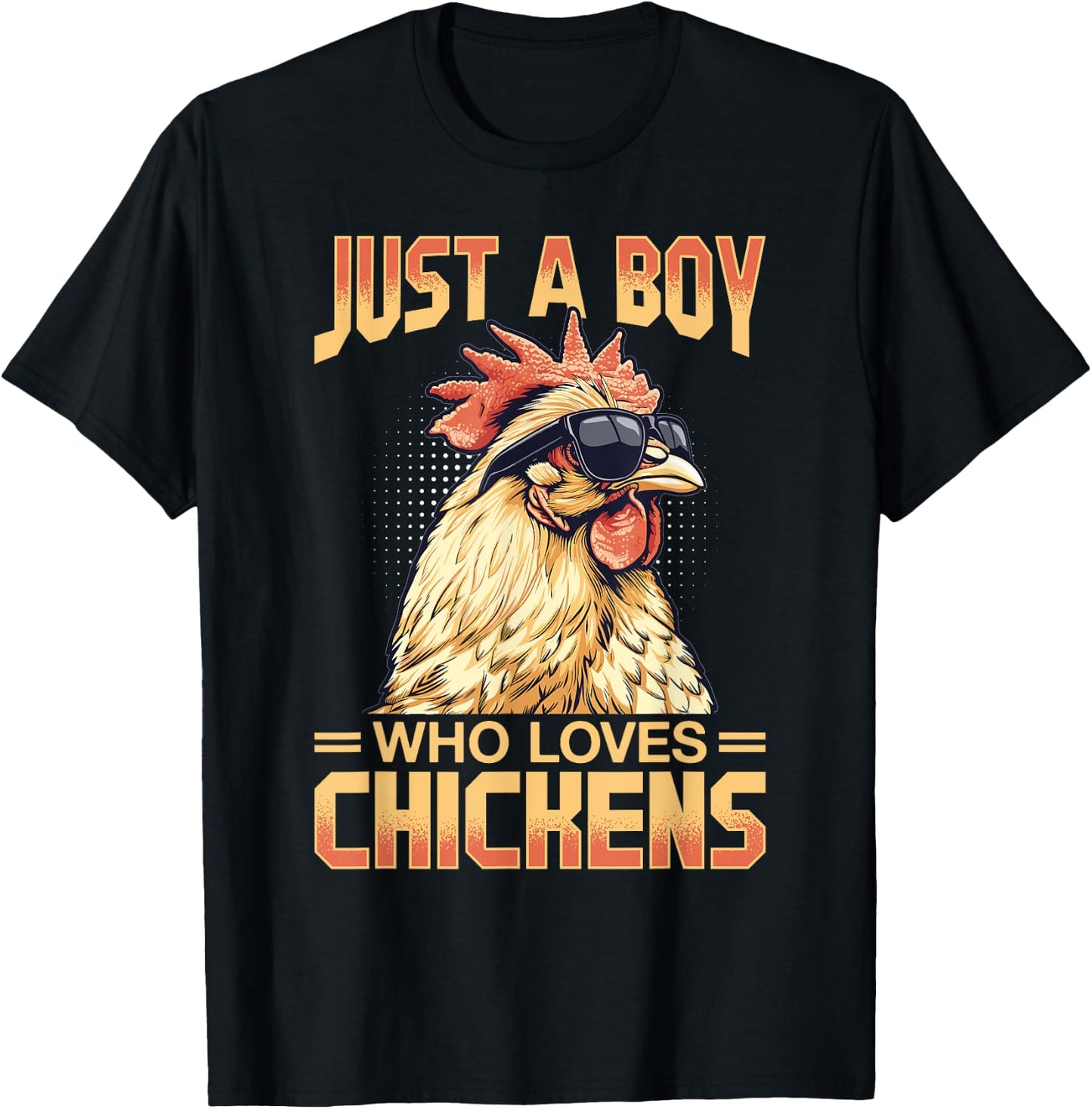 Funny Chicken Farm Animal Just A Boy Who Loves Chickens T-Shirt - T-Shirt | Black
