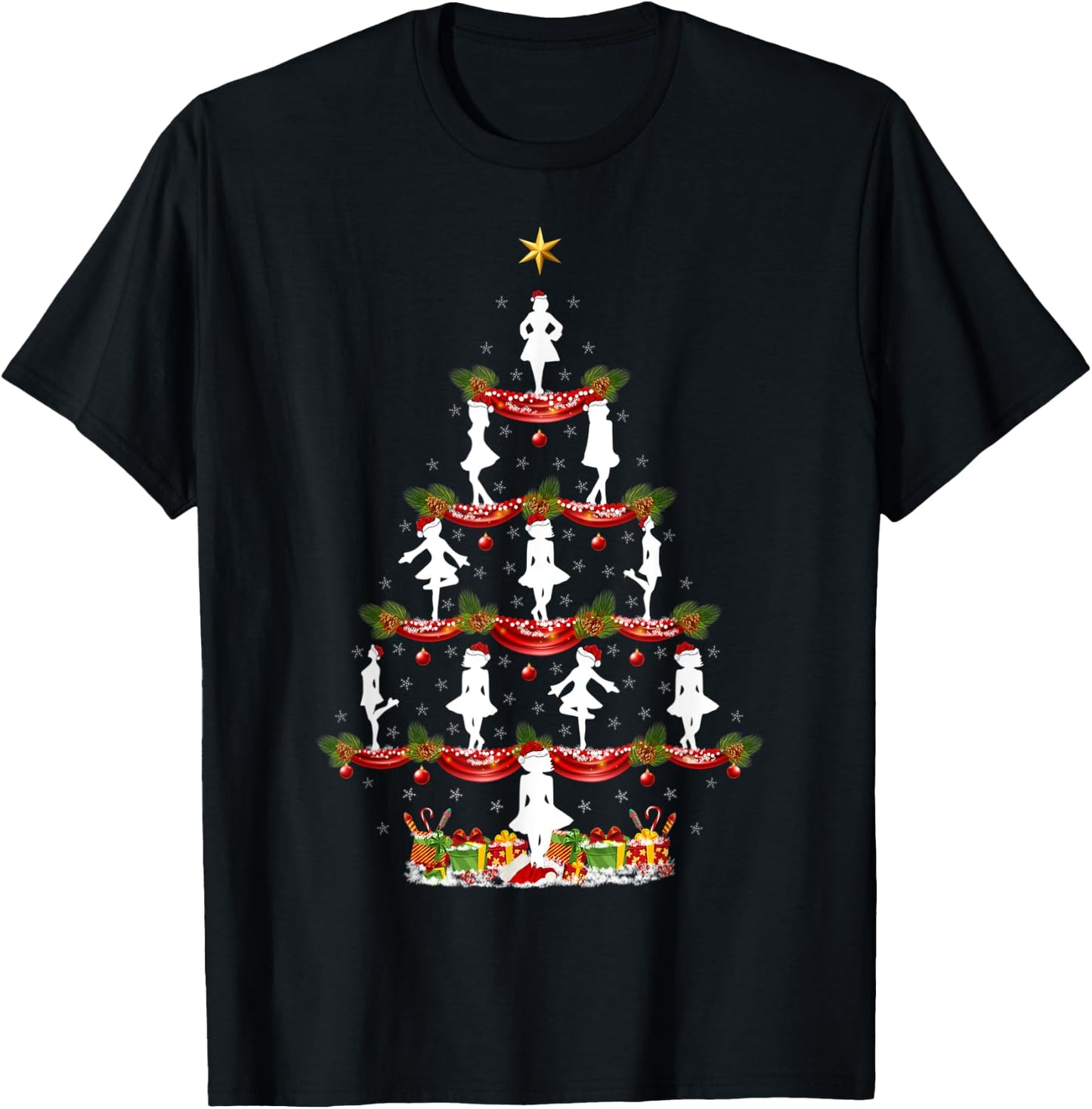 Funny Irish Dance Xmas Lighting Irish Dance Christmas Tree T-Shirt - T-Shirt | Black