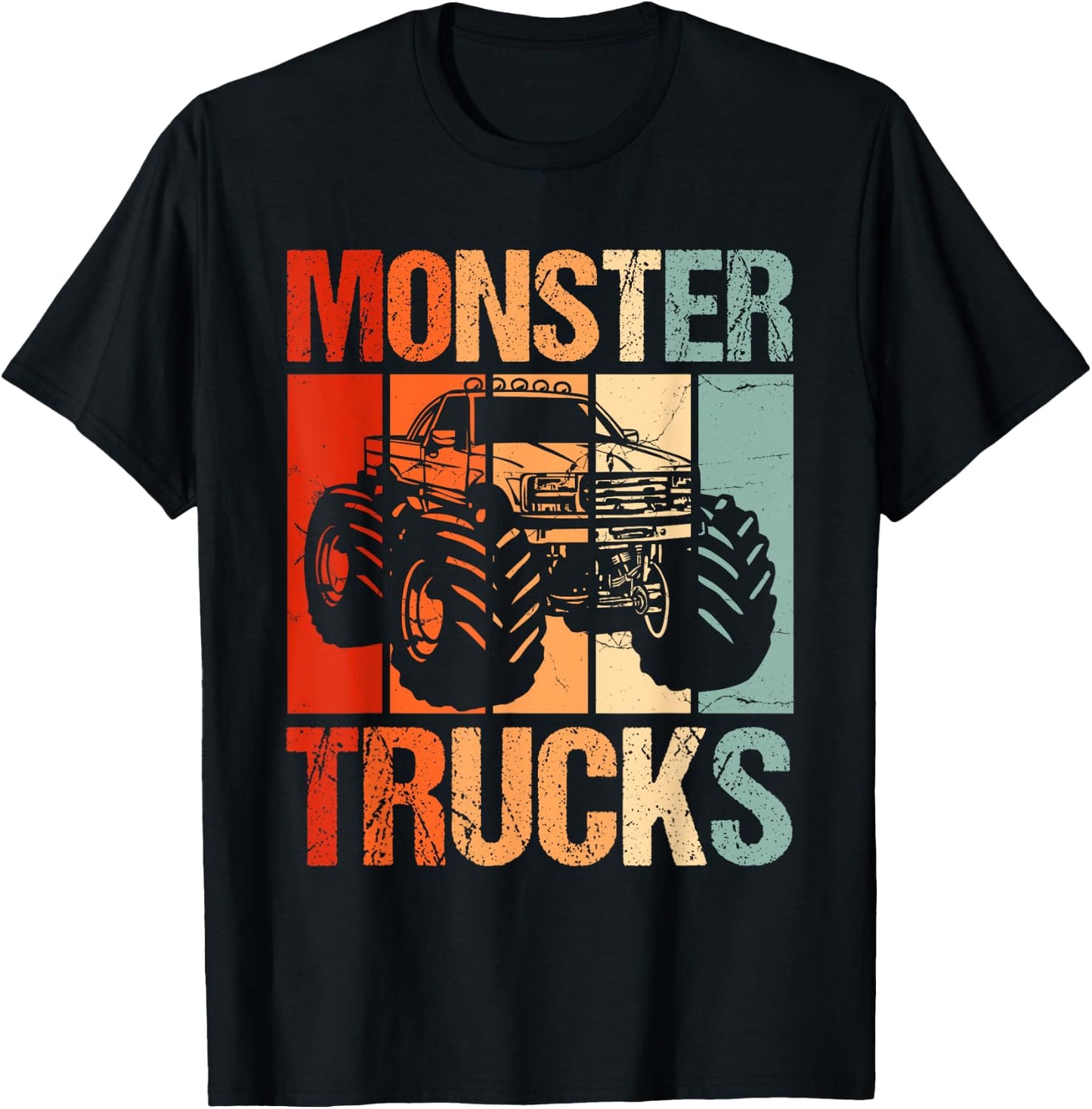 Monster Trucks Vintage Retro Monster Truck T-Shirt - T-Shirt | Black