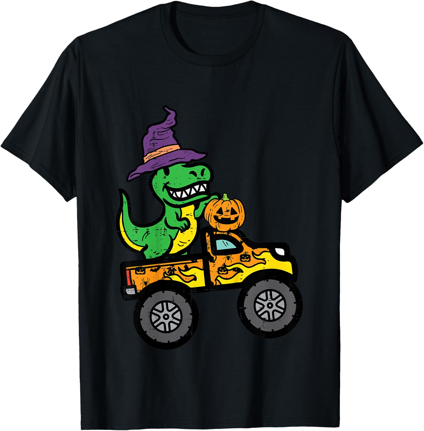 Kids Halloween Trex Monster Truck Dinosaur Costume Boys Kid Youth T-Shirt - T-Shirt | Black