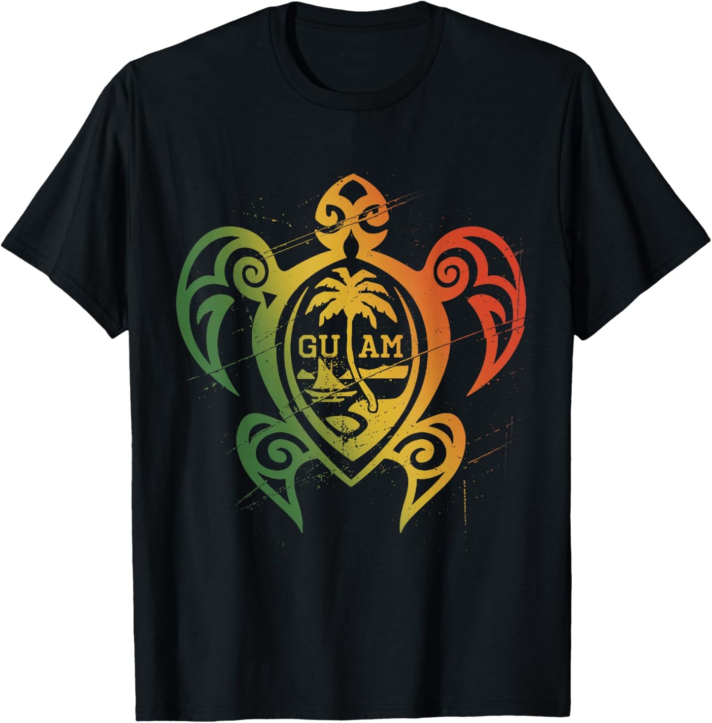 Guam Flag Islander Turtle Chamorro Guam Seal Guamanian T-Shirt - T-Shirt | Black