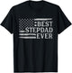 Best Stepdad Ever Grey Vintage USA Flag Father's Day T-Shirt - T-Shirt | Black