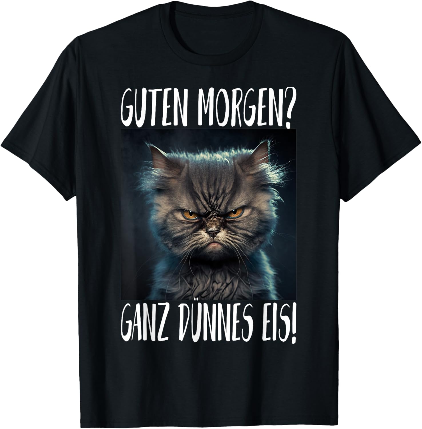cute cat Damen -Erwachsene, -Kinder Cartoon- Schwarz Kurzarm Small EU 41.5 Mandarin-Kragen Klassisch Pull-On 100% Baumwolle leichtgewichtig Klassische Passform Imported T-Shirt - T-Shirt | Black