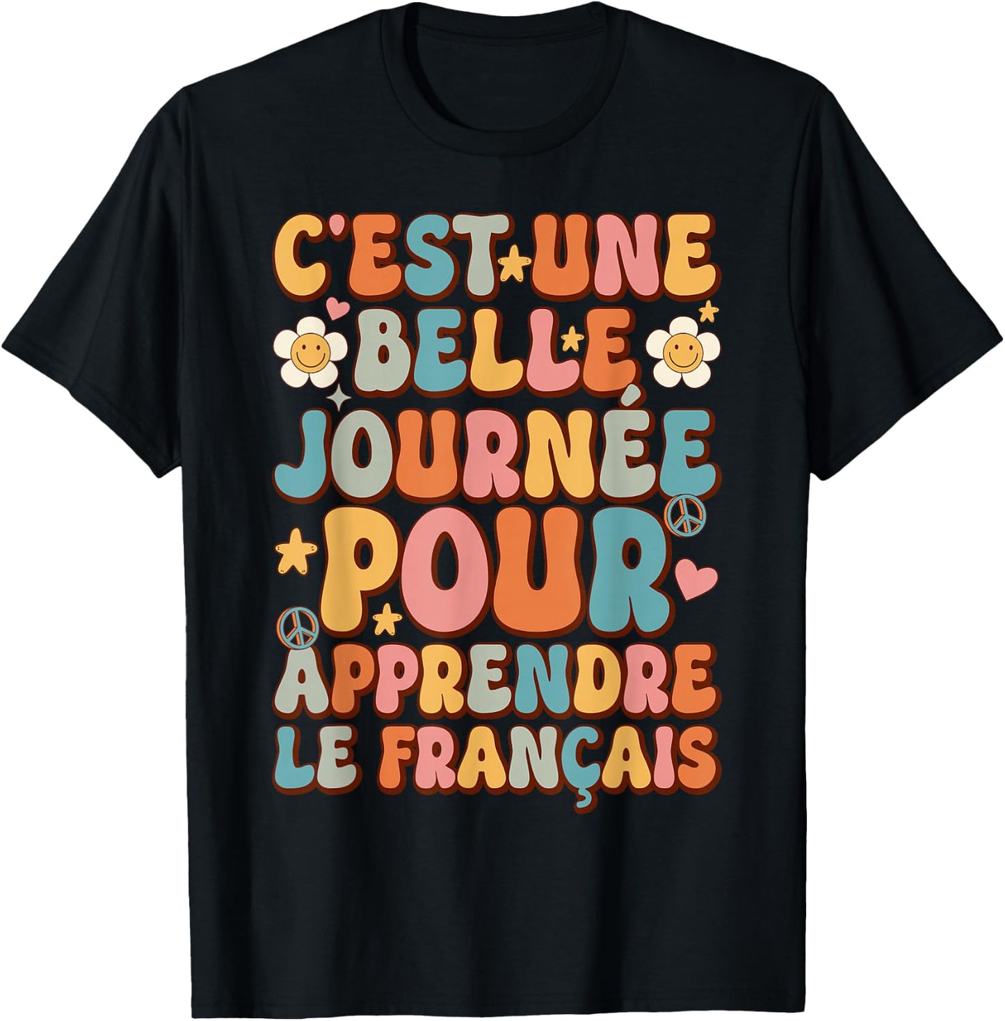 Lustiger französischer Spruch Francais Retro Groovy French Spruch T-Shirt - T-Shirt | Black