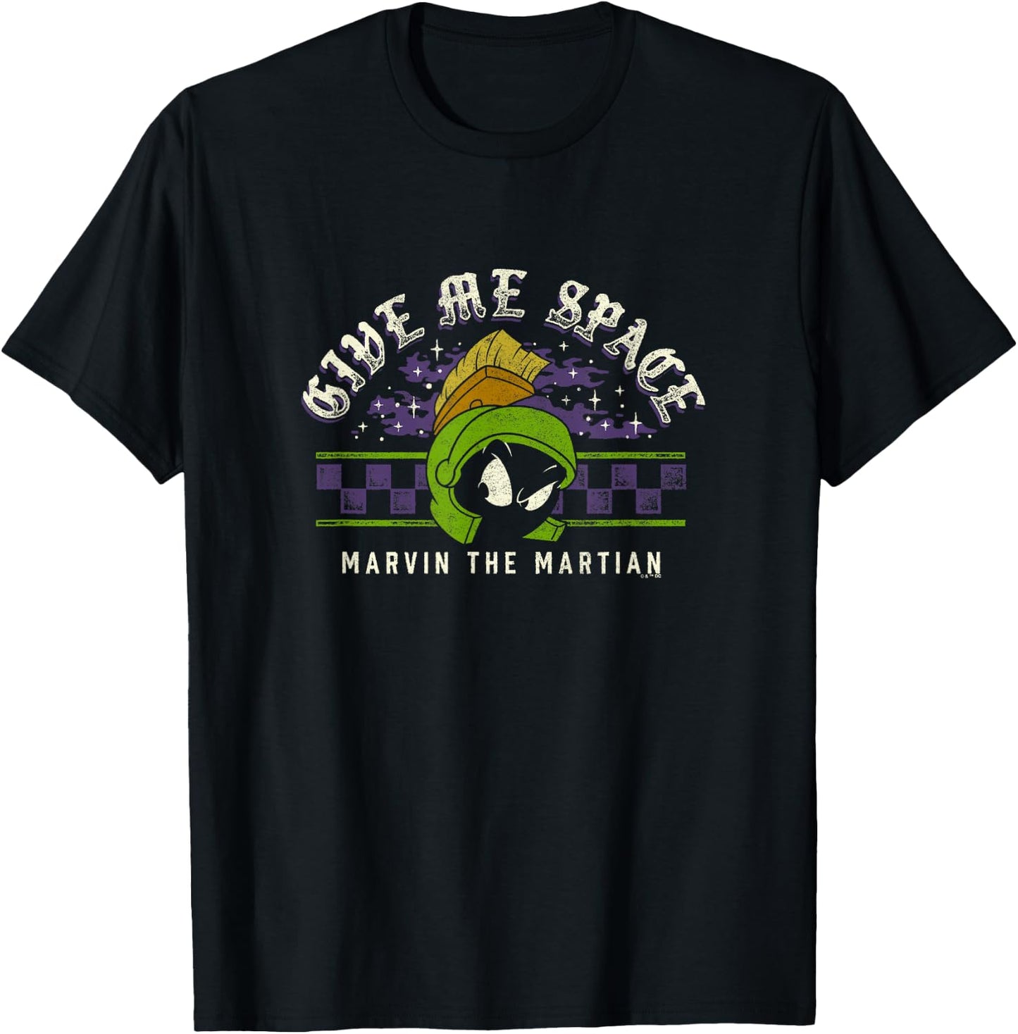 Looney Tunes Marvin The Martian Give Me Space Big Retro Logo T-Shirt - T-Shirt | Black