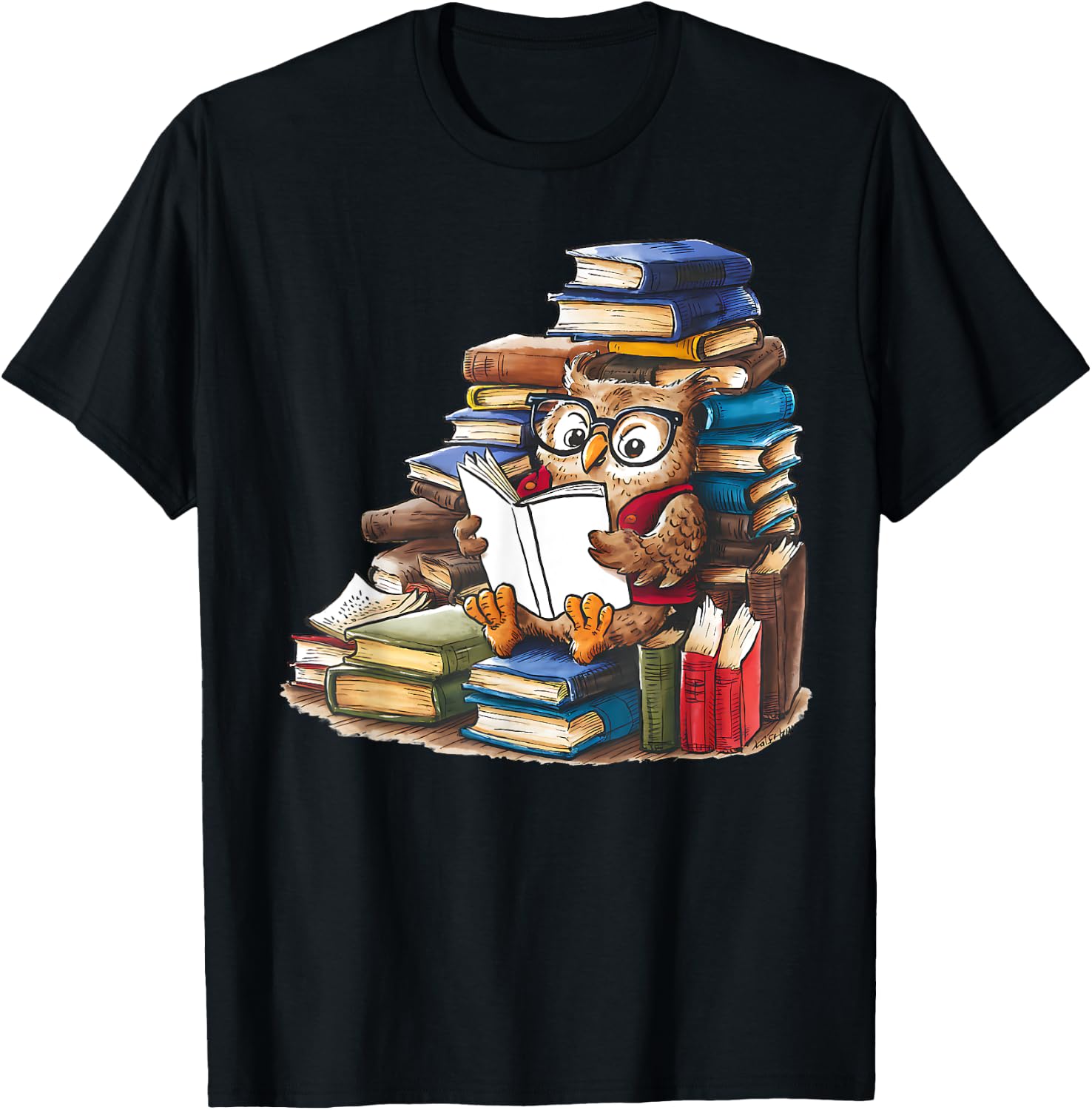 Owl Reading Book Animal Read Librarian Across America Kids T-Shirt - T-Shirt | Black