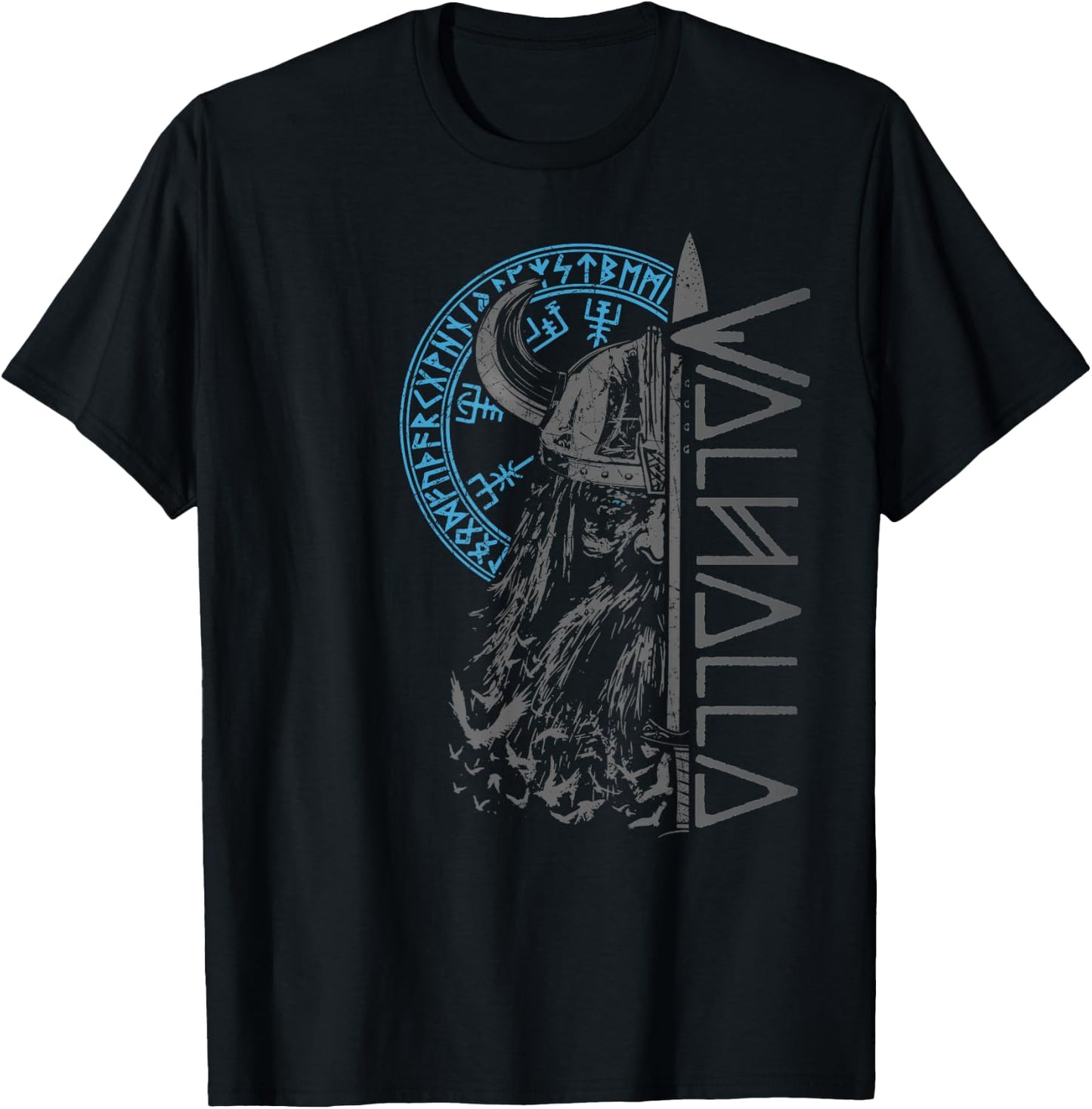 Wikinger Krieger Schwert Walhalla Runen Nordischer Kompass T-Shirt - T-Shirt | Black