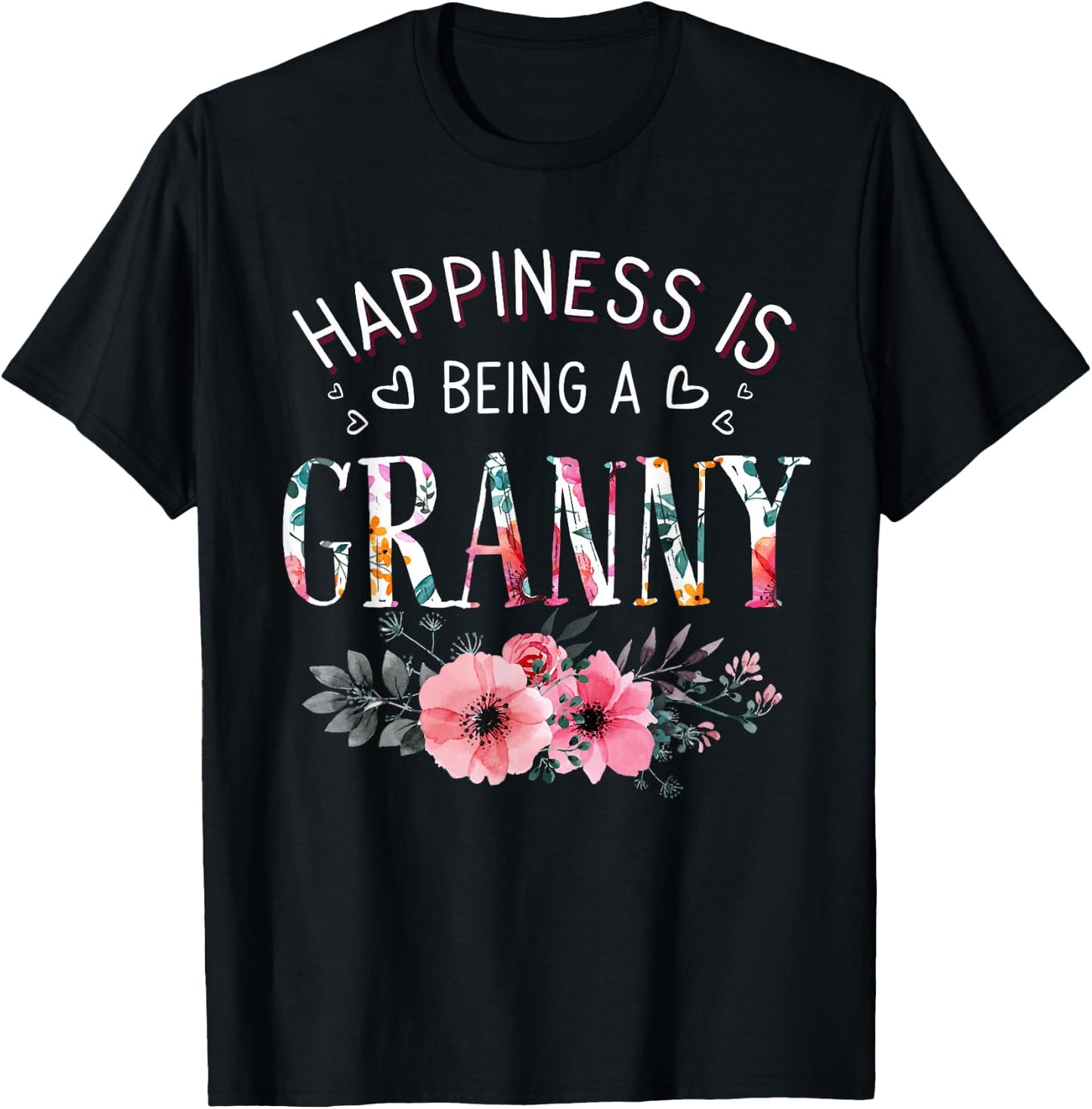 Happiness is being a Granny Announcement Mothers Day T-Shirt - T-Shirt | Black