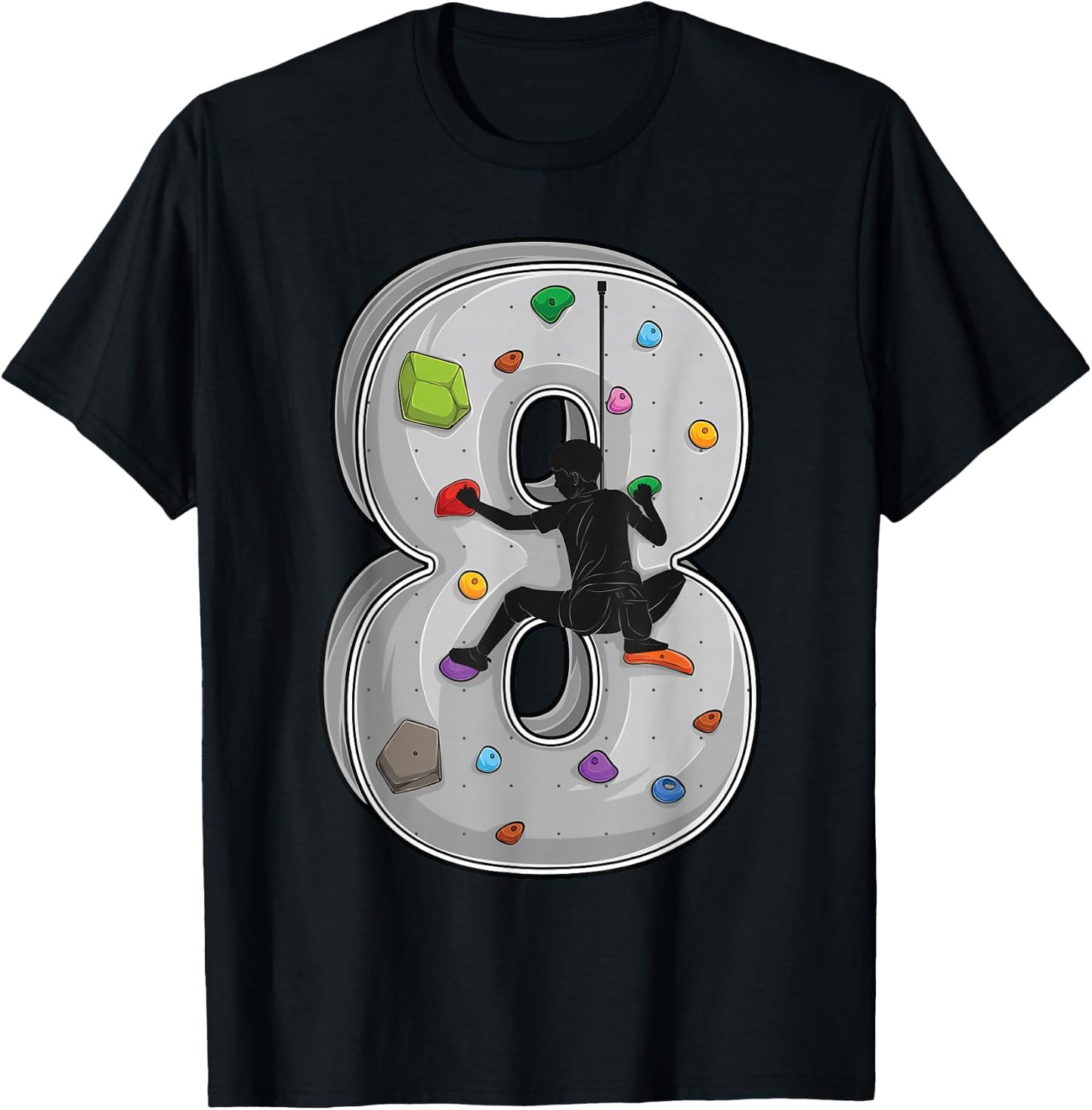 8 Years Old Climbing 8th Birthday Adventure Climbing , black, s T-Shirt - T-Shirt | Black