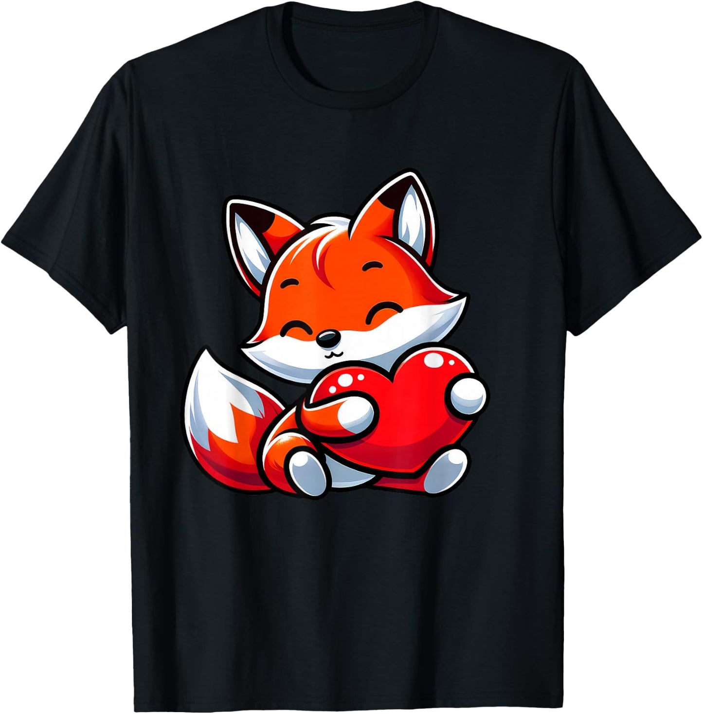 Fox Valentine's Day Design Girls T-Shirt - T-Shirt | Black