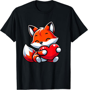 Fox Valentine's Day Design Girls T-Shirt - T-Shirt | Black