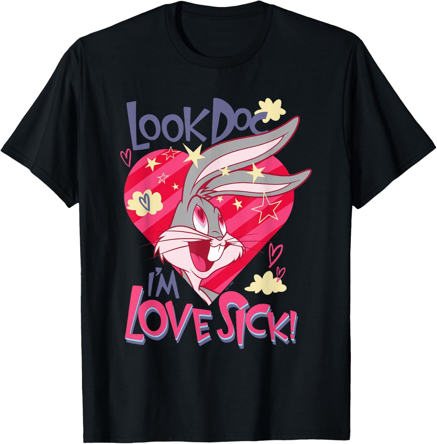 Looney Tunes Valentine's Day Bugs Bunny Love Sick T-Shirt - T-Shirt | Black