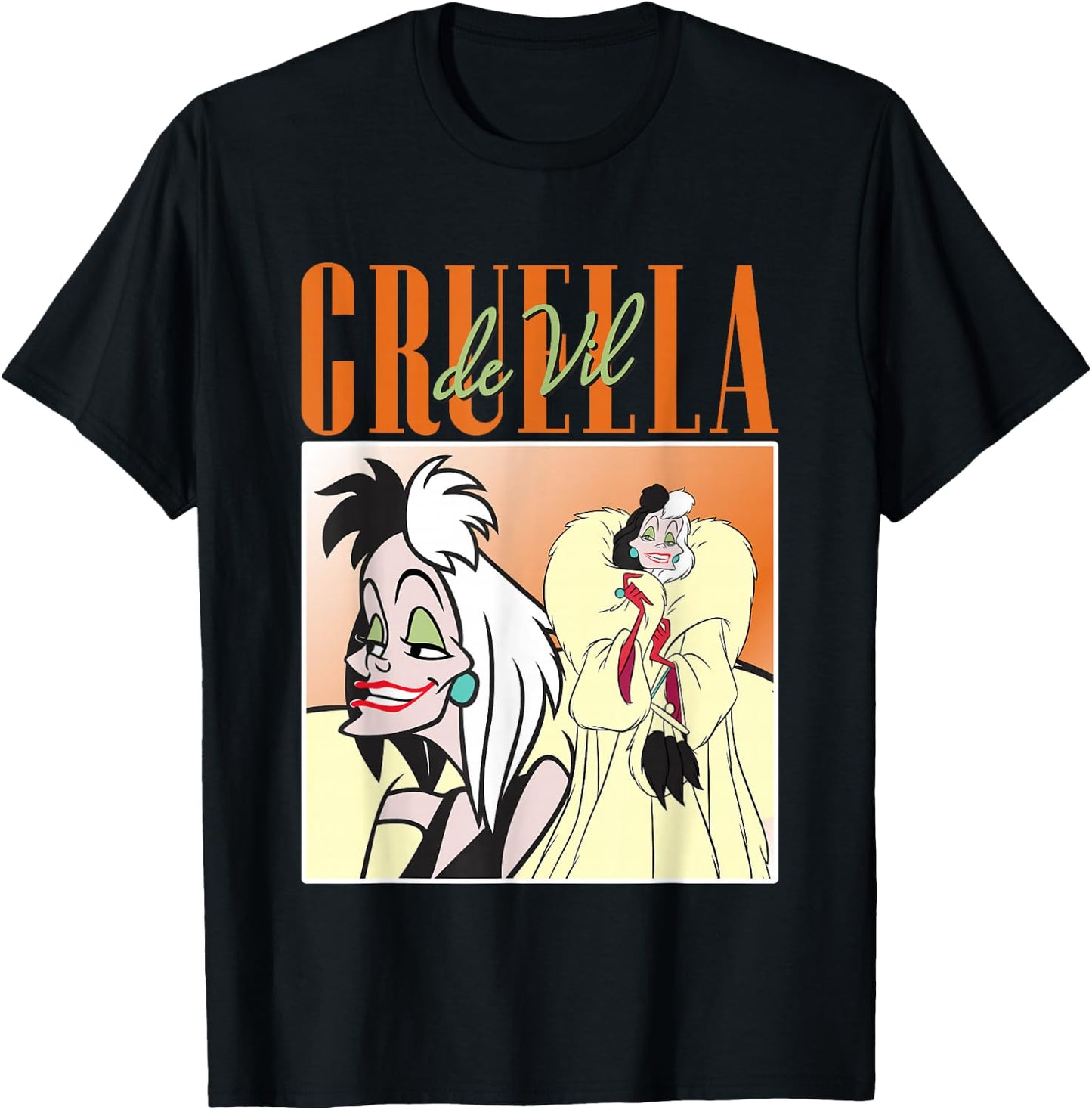 Disney 101 Dalmatians Cruella de Vil Showcase Vintage T-Shirt - T-Shirt | Black