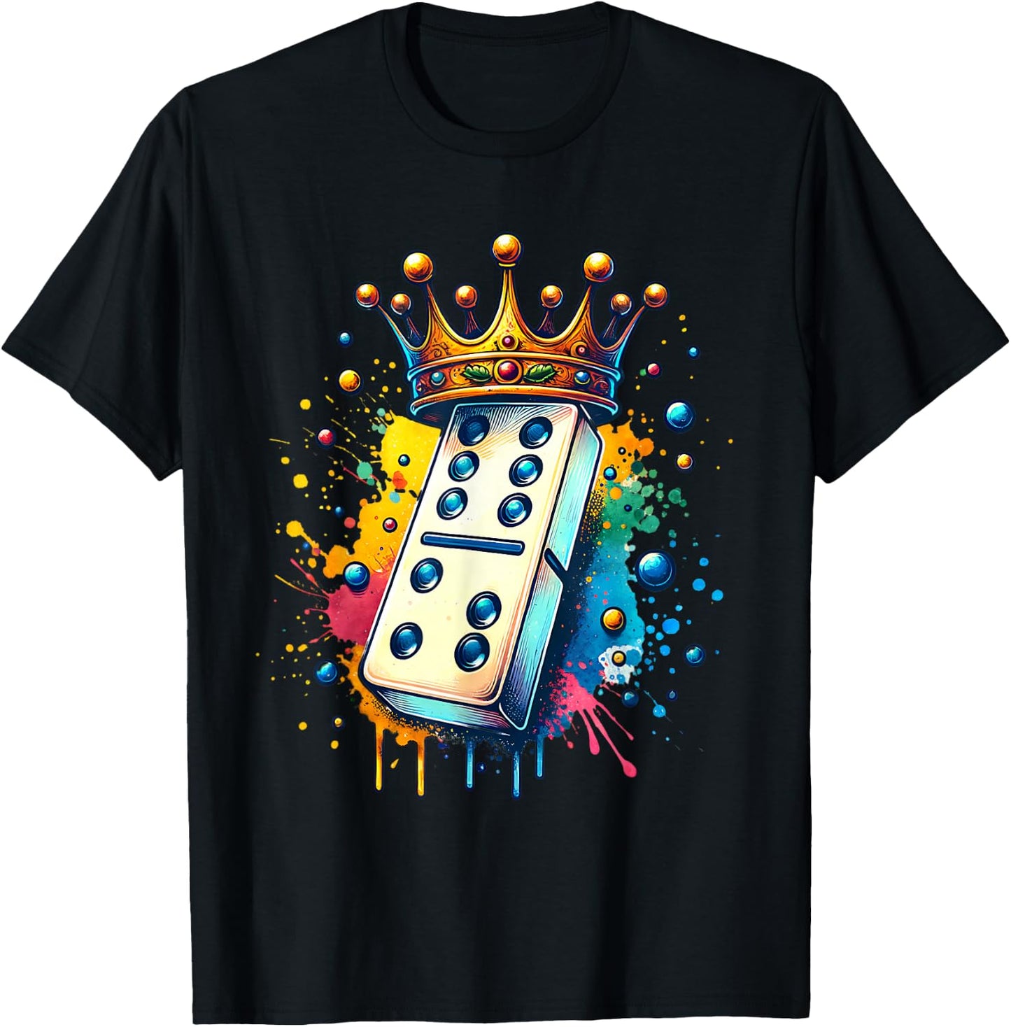 Funny Dominoes King | Board Game| Domino Lover Domino Player T-Shirt - T-Shirt | Black