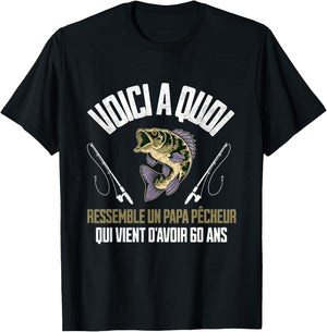 Funny Quotes Fisherman Dad 60 Years Birthday Man , Black, S T-Shirt - T-Shirt | Black