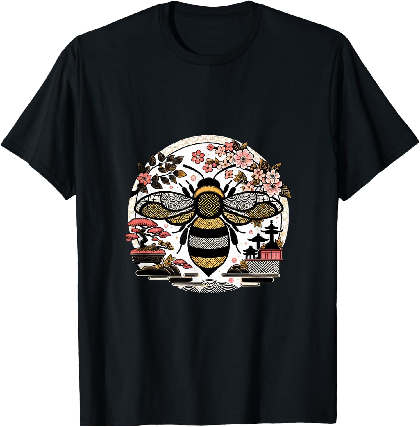 Japanese Garden BumbleBee Beekeeper Honey Bees T-Shirt - T-Shirt | Black
