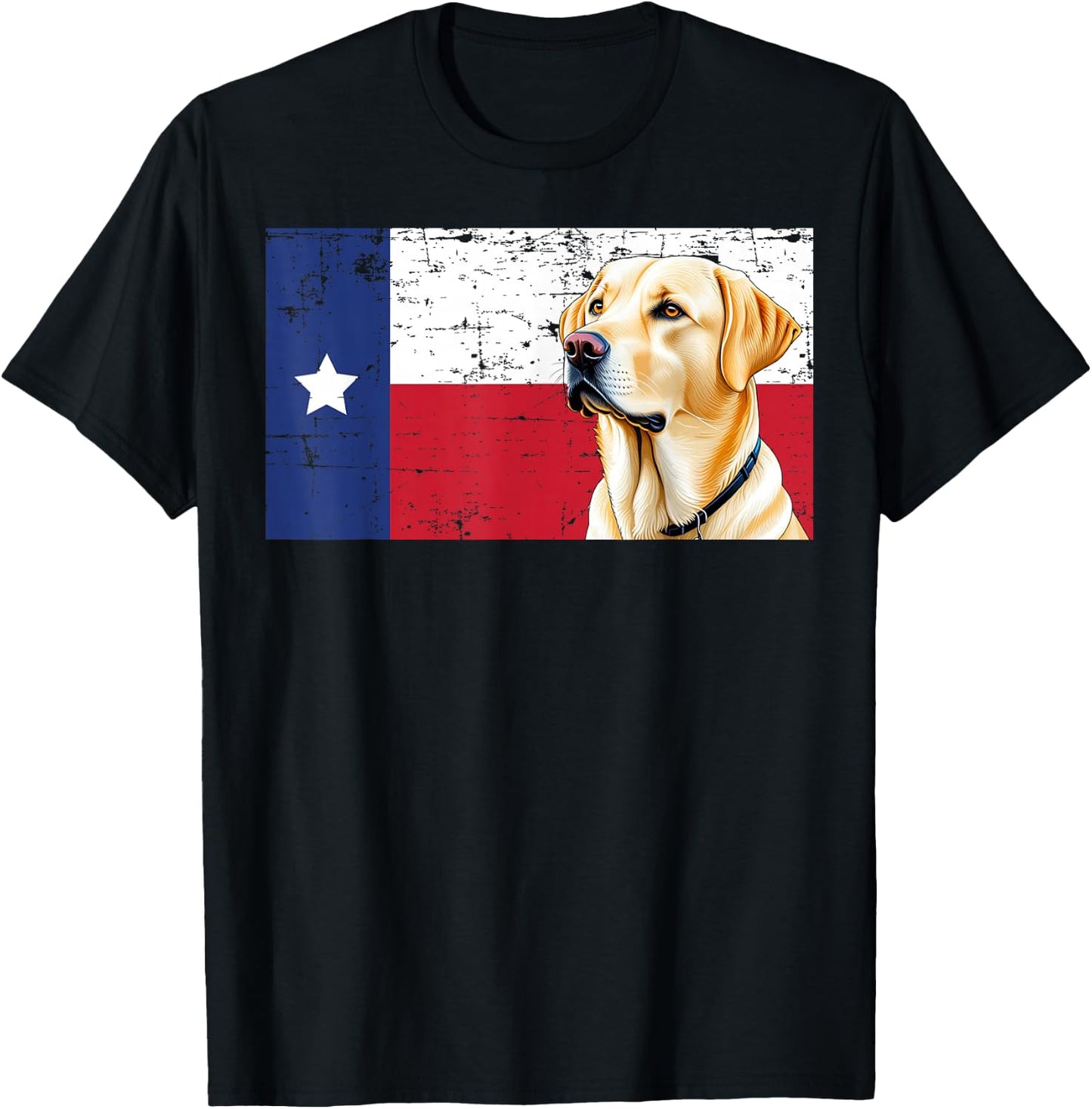 Yellow Labrador Texas Flag Dog T-Shirt - T-Shirt | Black