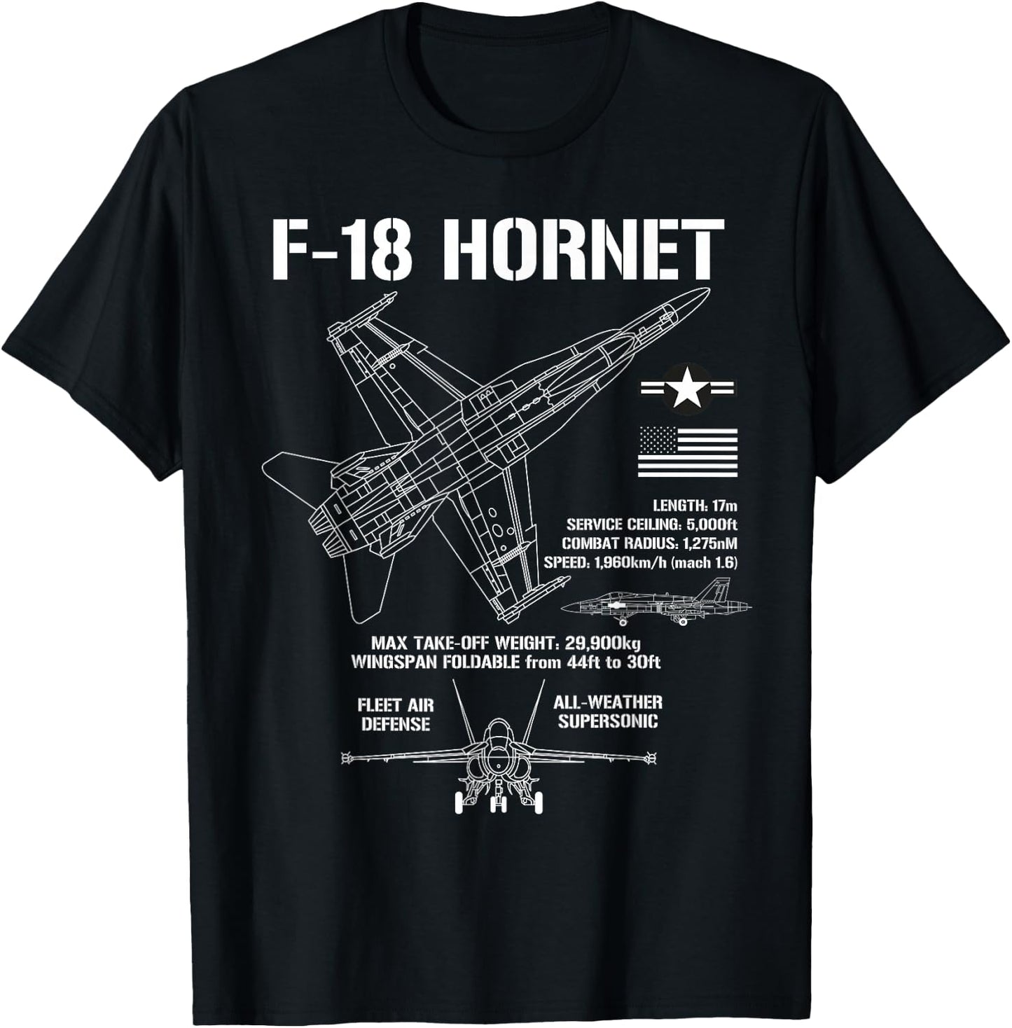 F-18 Hornet Fighter Jet Specs Militärflugzeug F18 Hornet T-Shirt - T-Shirt | Black