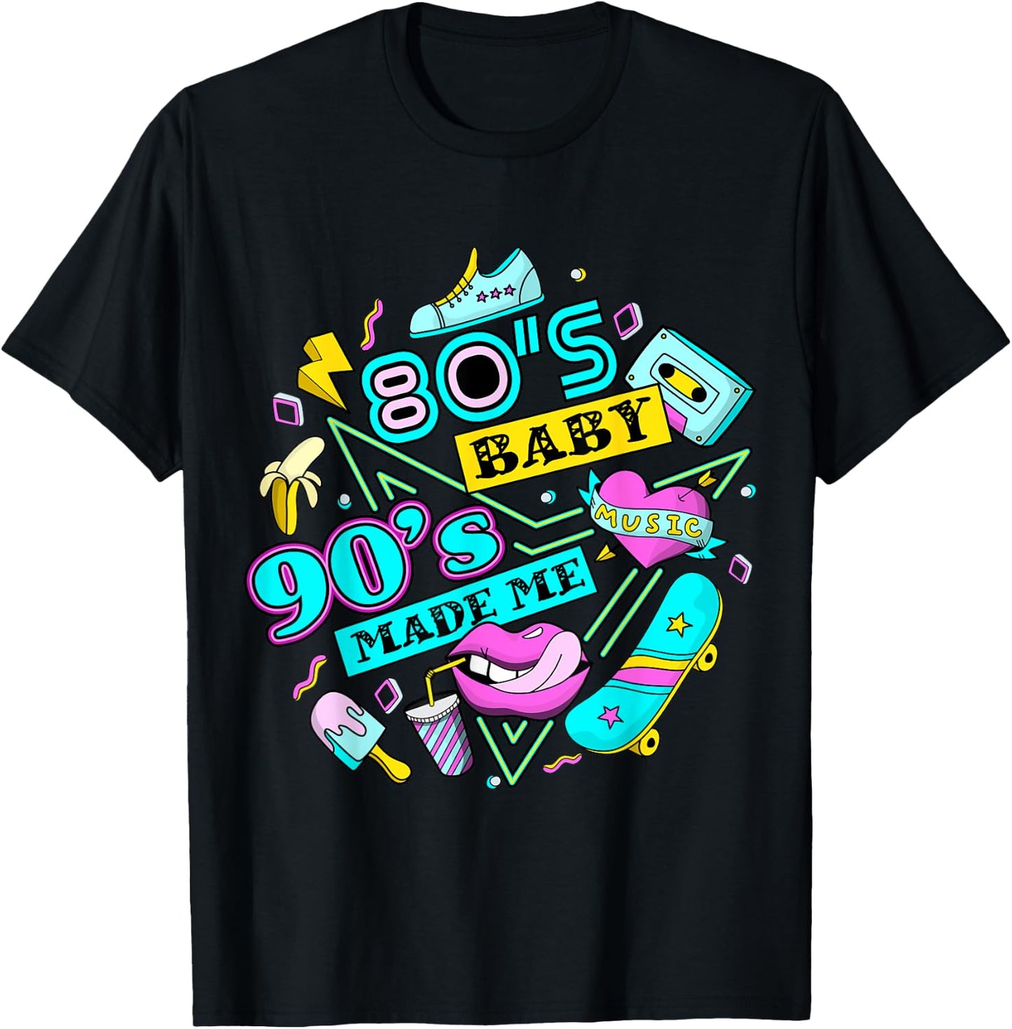 Retro 1980s 80's Baby 1990s 90's Made Me Vaporwave Nostalgia T-Shirt - T-Shirt | Black