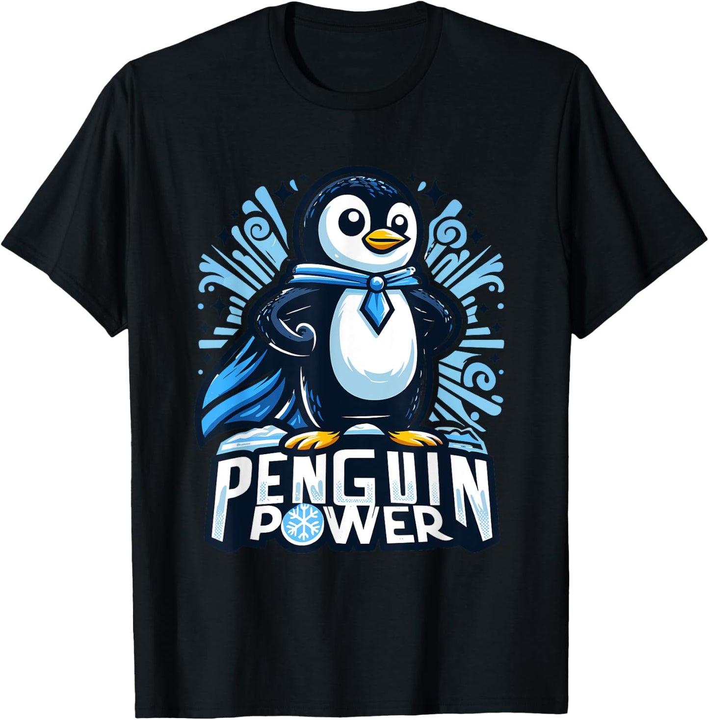 Penguin Power Super Hero - Cute Penguin Superhero T-Shirt - T-Shirt | Black