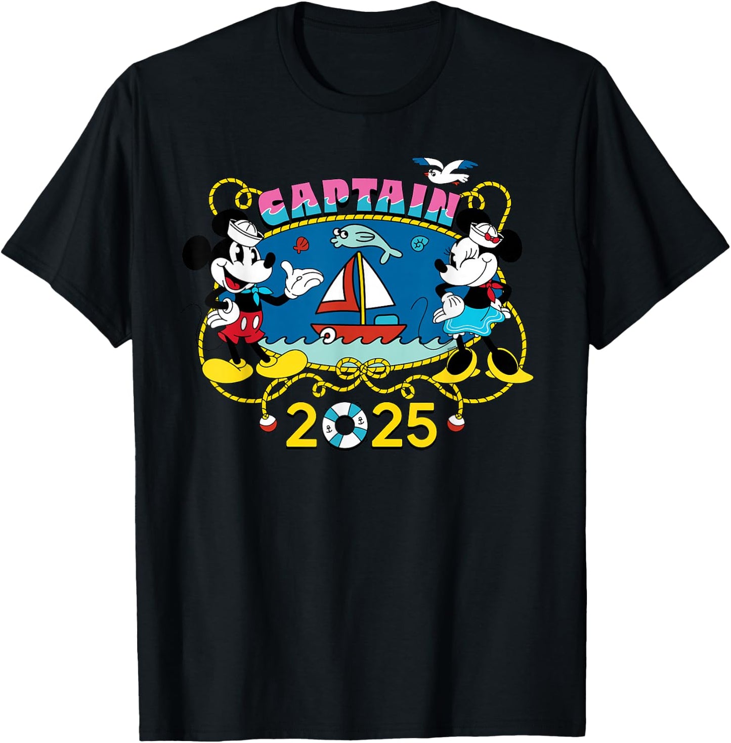 Disney Cruise 2025 Family Group Vacation Matching Captain T-Shirt - T-Shirt | Black
