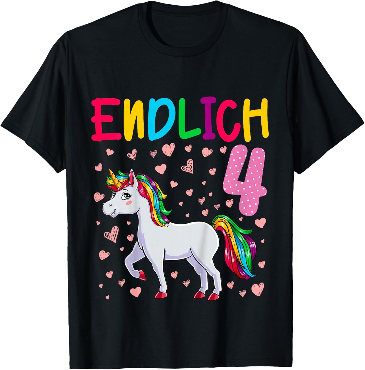 Geburtstag 4 Jahre Mädchen Einhorn Endlich 4 T-Shirt - T-Shirt | Black