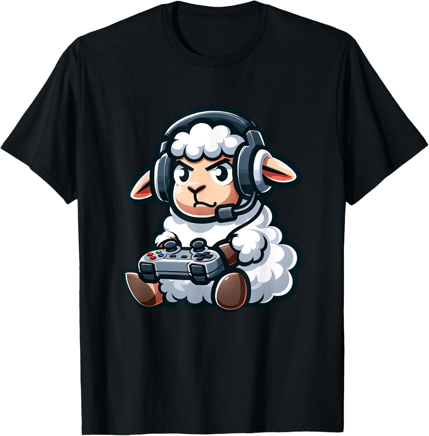 Funny Sheep Gamer Video Games Boys Girls Kids T-Shirt - T-Shirt | Black
