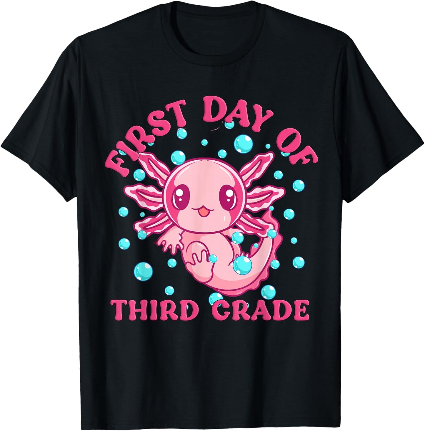3rd Grade Shirt Axolotl 1st Day of School Kids Third Grade 3 T-Shirt - T-Shirt | Black