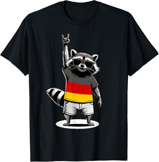 German Flag Raccoon Germany T-Shirt - T-Shirt | Black