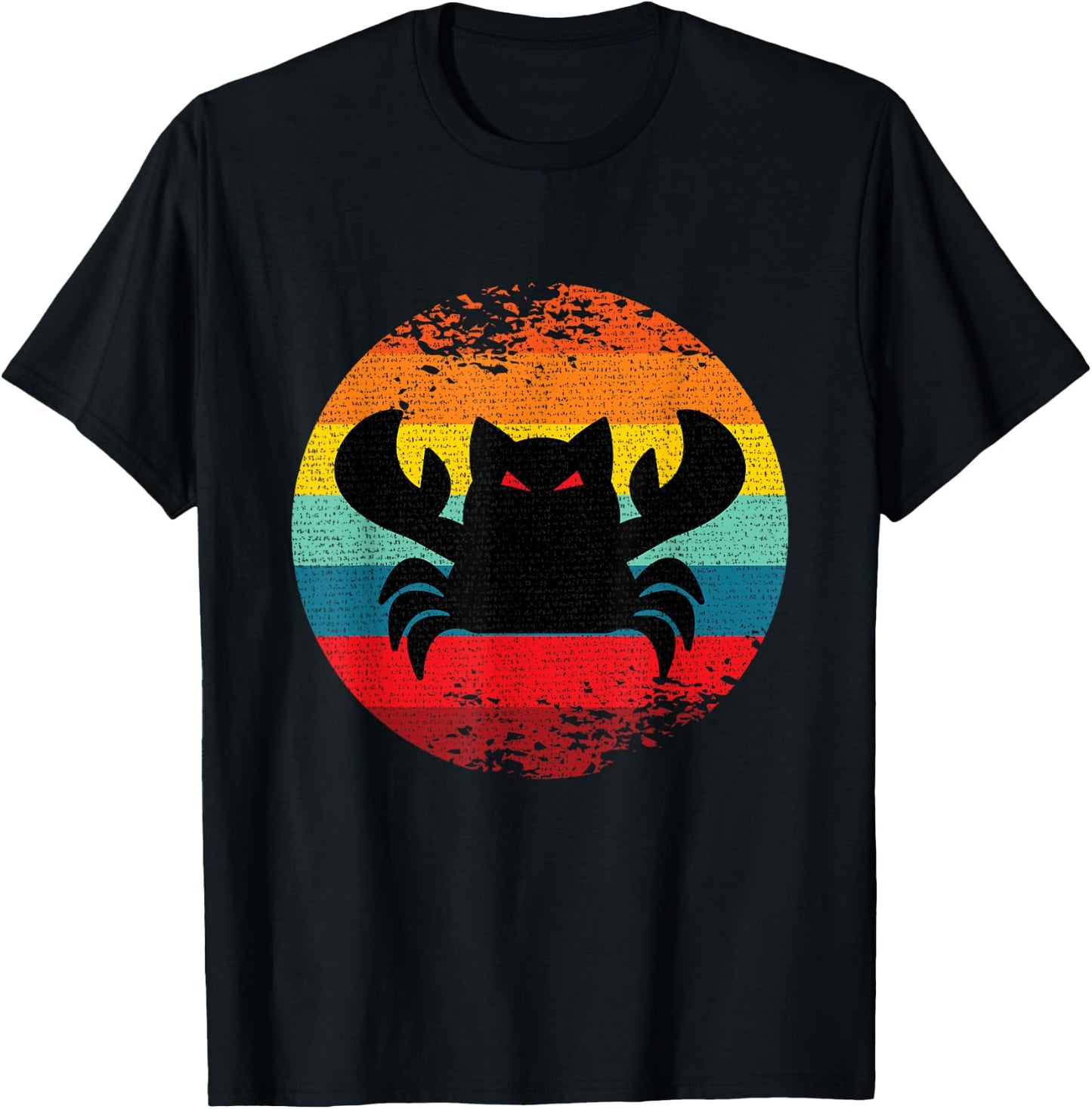 Fear the Crabcat - Funny Crab Cat Cryptid Vintage Logo - -Adults - Black - Small - Short Sleeve - Classic Fit - Cotton Blend T-Shirt - T-Shirt | Black