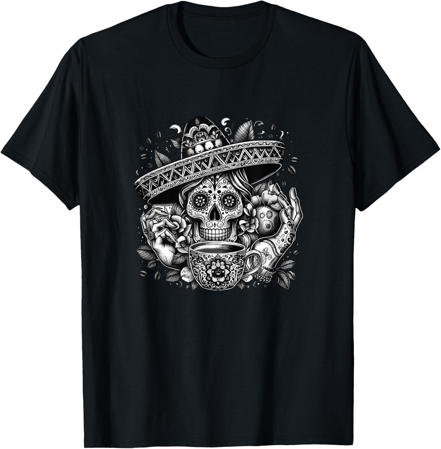 Vintage Skeleton Tequila Mexico Dia De Los Muertos Mexican T-Shirt - T-Shirt | Black