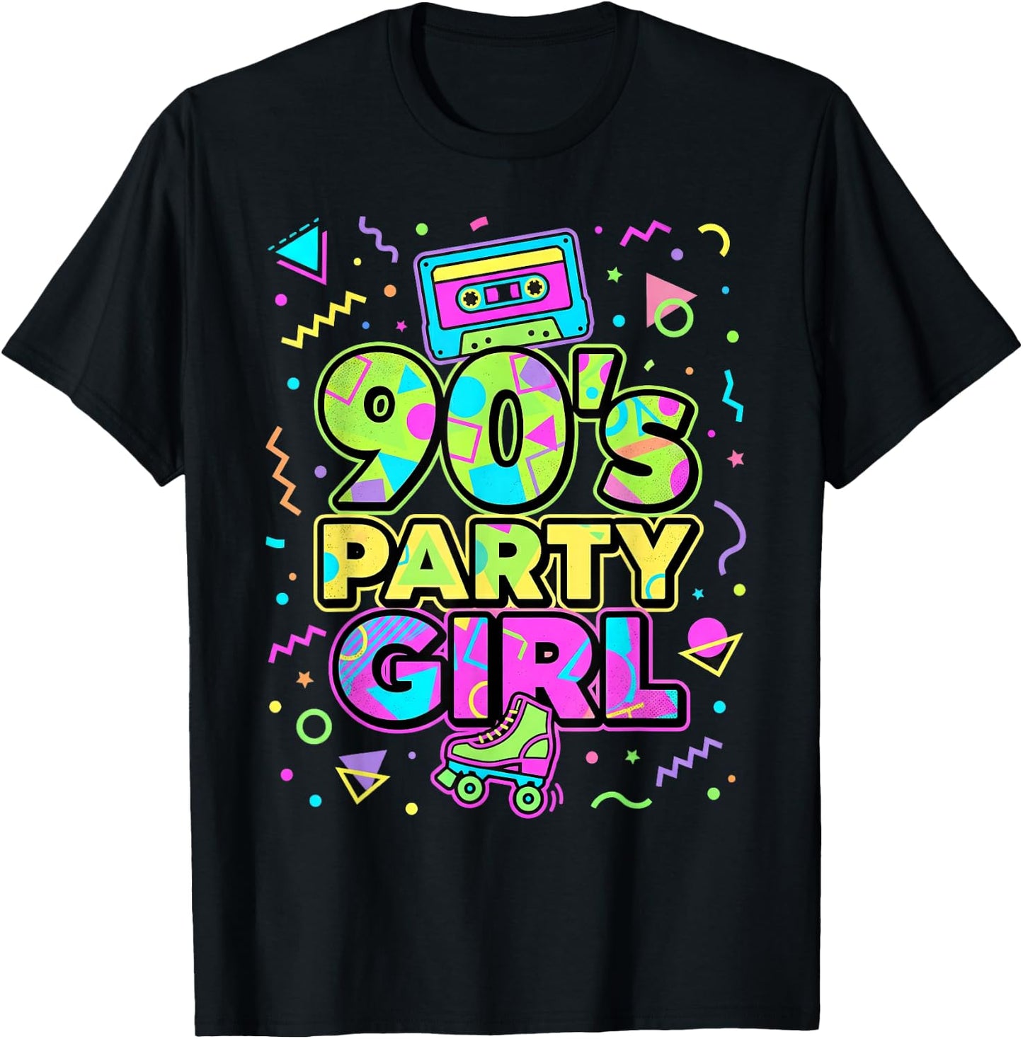 90s Party Girl Damen Outfit 90er Jahre T-Shirt - T-Shirt | Black